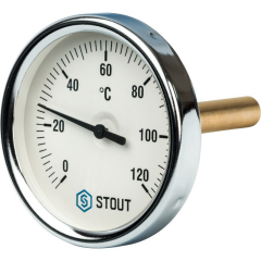 Термометр биметаллический STOUT с погружной гильзой. Корпус Ø 63 мм. , гильза 50 мм.   0...120°С ,  ½"