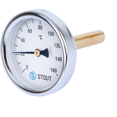 Термометр биметаллический STOUT с погружной гильзой. Корпус Ø 63 мм., гильза 50 мм.   0… 160 °С ,  ½"