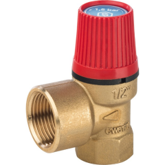 Клапан предохранительный  STOUT  SVH  для систем отопления (красная крышка) 1,5 бар x 1/2"