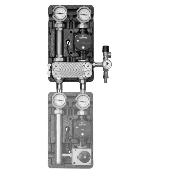 Meibes Насосная группа UK с раздельным теплообменником и насосом Grundfos UPS25-60, т/о 36 пл. - изображение 2 | Океан тепла