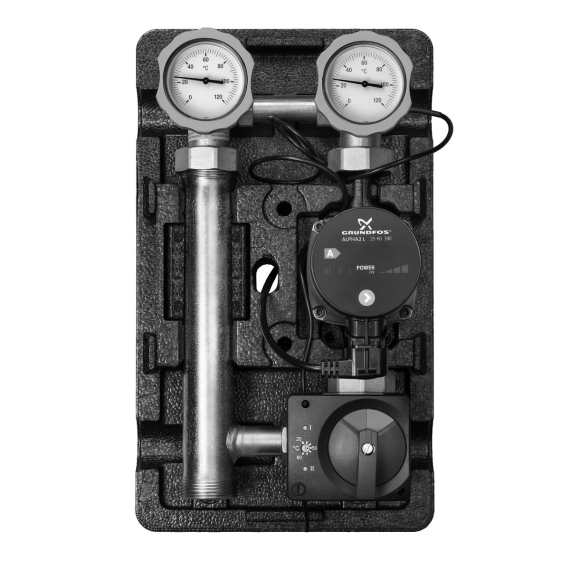 Meibes Насосная группа MK смесительная с термостатом и реле с насосом Grundfos UPM3 Hybrid 25-70 - изображение 2 | Океан тепла
