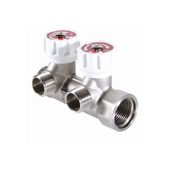 VALTEC Коллектор 3/4" никелированный, регулирующий 2 вых. - 1/2" НР - изображение | Океан тепла
