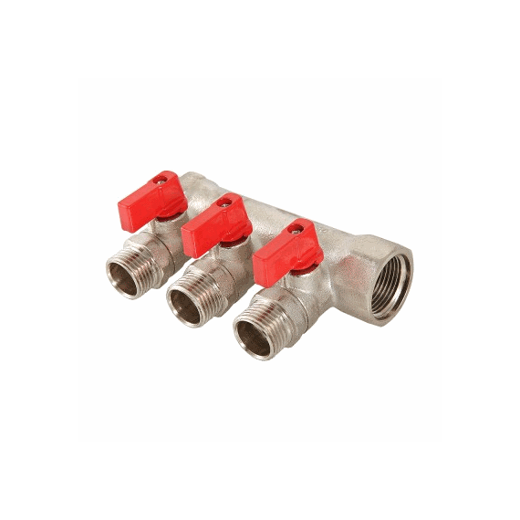 VALTEC Коллектор 1" с отсечными кранами, 3 вых. - 1/2" НР - изображение | Океан тепла