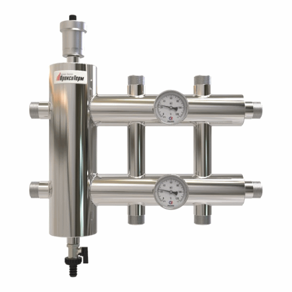 Распределительный коллектор ProxyTherm с гидрострелкой GSK 25-3 (3 контура - 1"НР) - изображение | Океан тепла