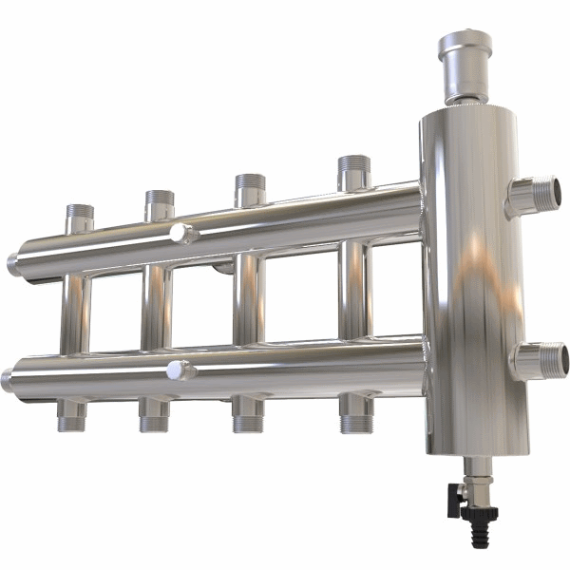 Распределительный коллектор ProxyTherm с гидрострелкой GSK 40-5 (5 контуров - 1"НР) - изображение 3 | Океан тепла