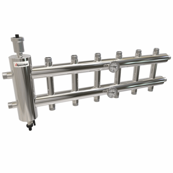 Распределительный коллектор ProxyTherm с гидрострелкой GSK 32-7 (7 контуров - 1"НР) - изображение 2 | Океан тепла