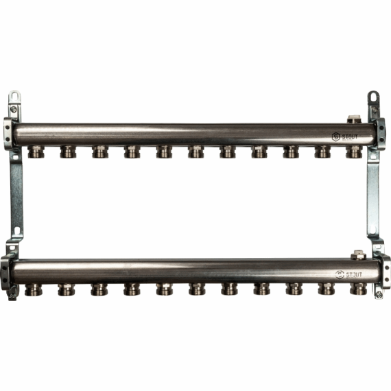 STOUT Коллектор из нержавеющей стали для радиаторной разводки 1"/3/4"x11вых. - изображение | Океан тепла