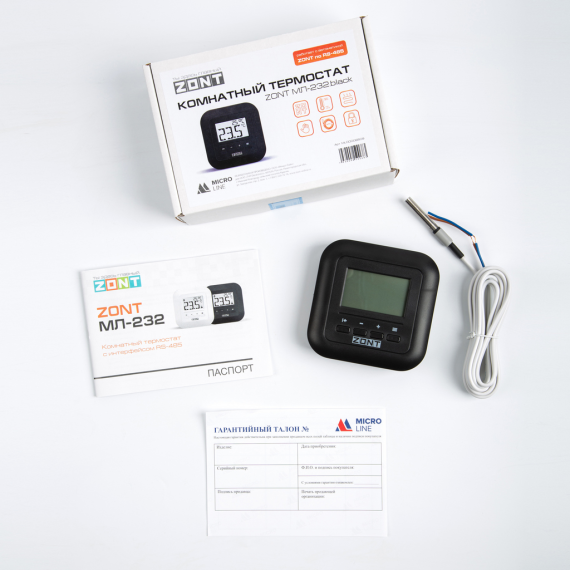 Комнатный термостат ZONT МЛ-232.black (RS-485)