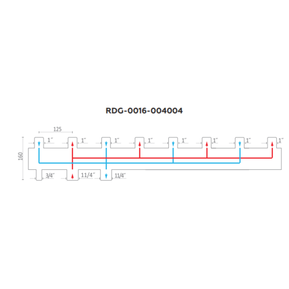 Распределительный коллектор ROMMER RDG-0016 (4 контура 1"х1 ¼")