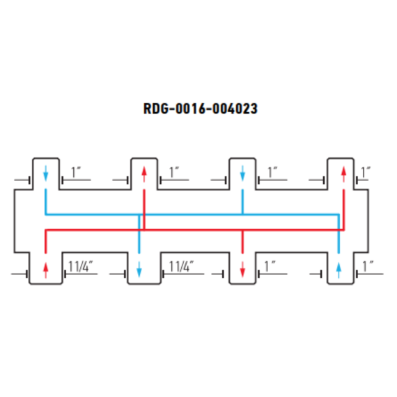 Распределительный коллектор ROMMER RDG-0016 ( 2(3) контура 1"х1 ¼")