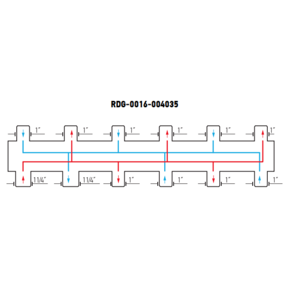Распределительный коллектор ROMMER RDG-0016 (3(5) контура 1"х1 ¼")