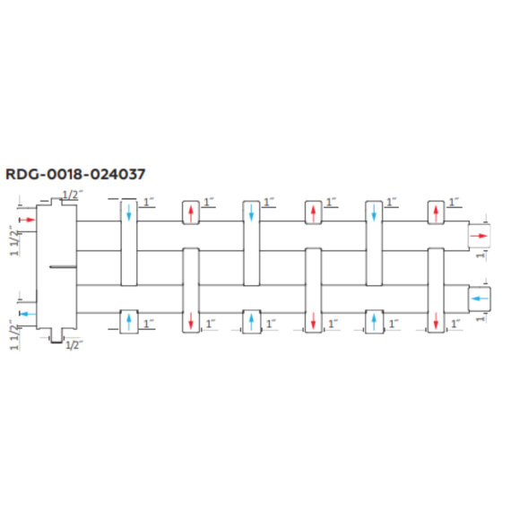Распределительный коллектор с гидрострелкой ROMMER  RDG-0018 (3+3+1 контура 1 1/2" НР)
